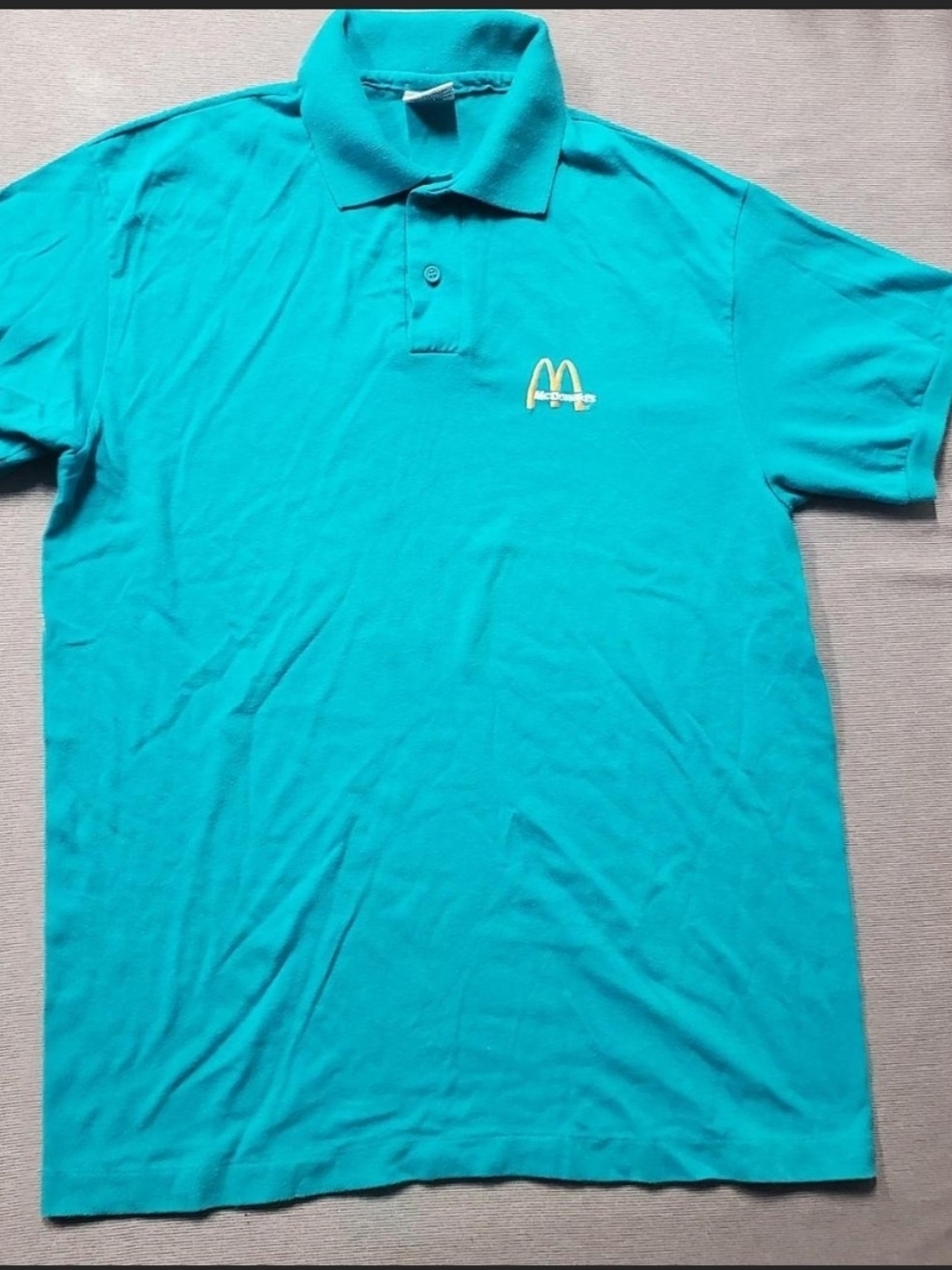 Vintage McDonald's Anvil Turquoise Polo Size Large